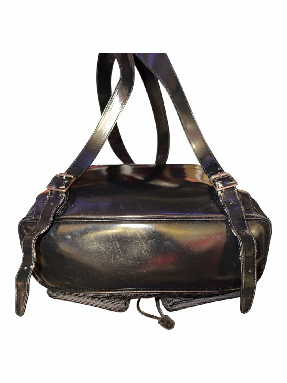 Authentic Gucci Vintage Bamboo Twin Pocket Nylon Backpack Black - Picture 8 of 8